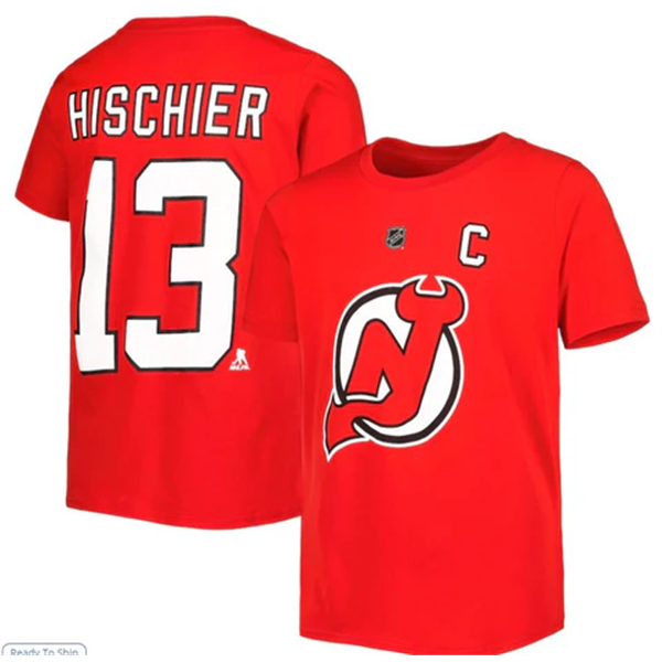 T-SHIRT NHL NEW JERSEY RED HISCHIER JR